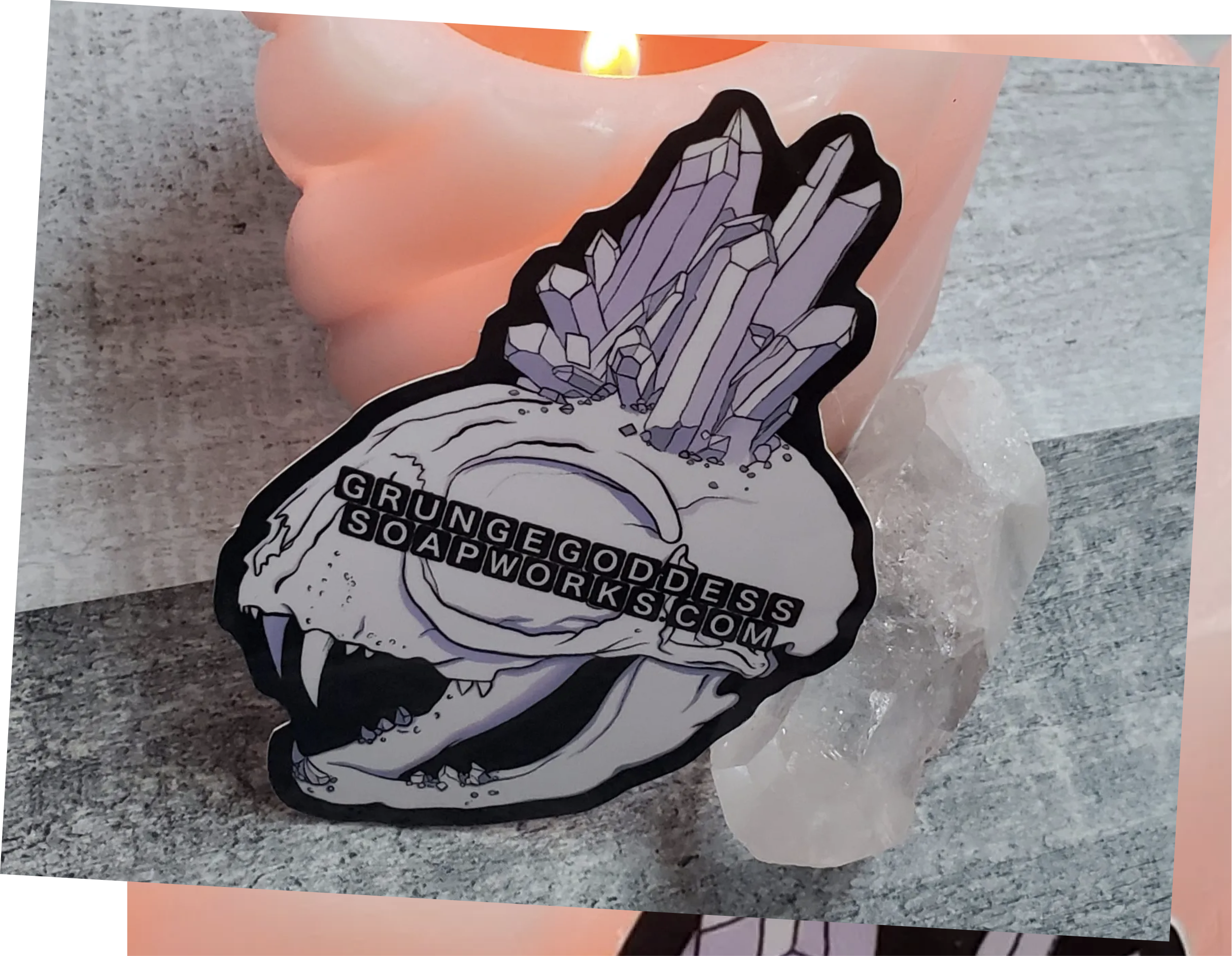 Grunge Goddess Cat Skull Sticker