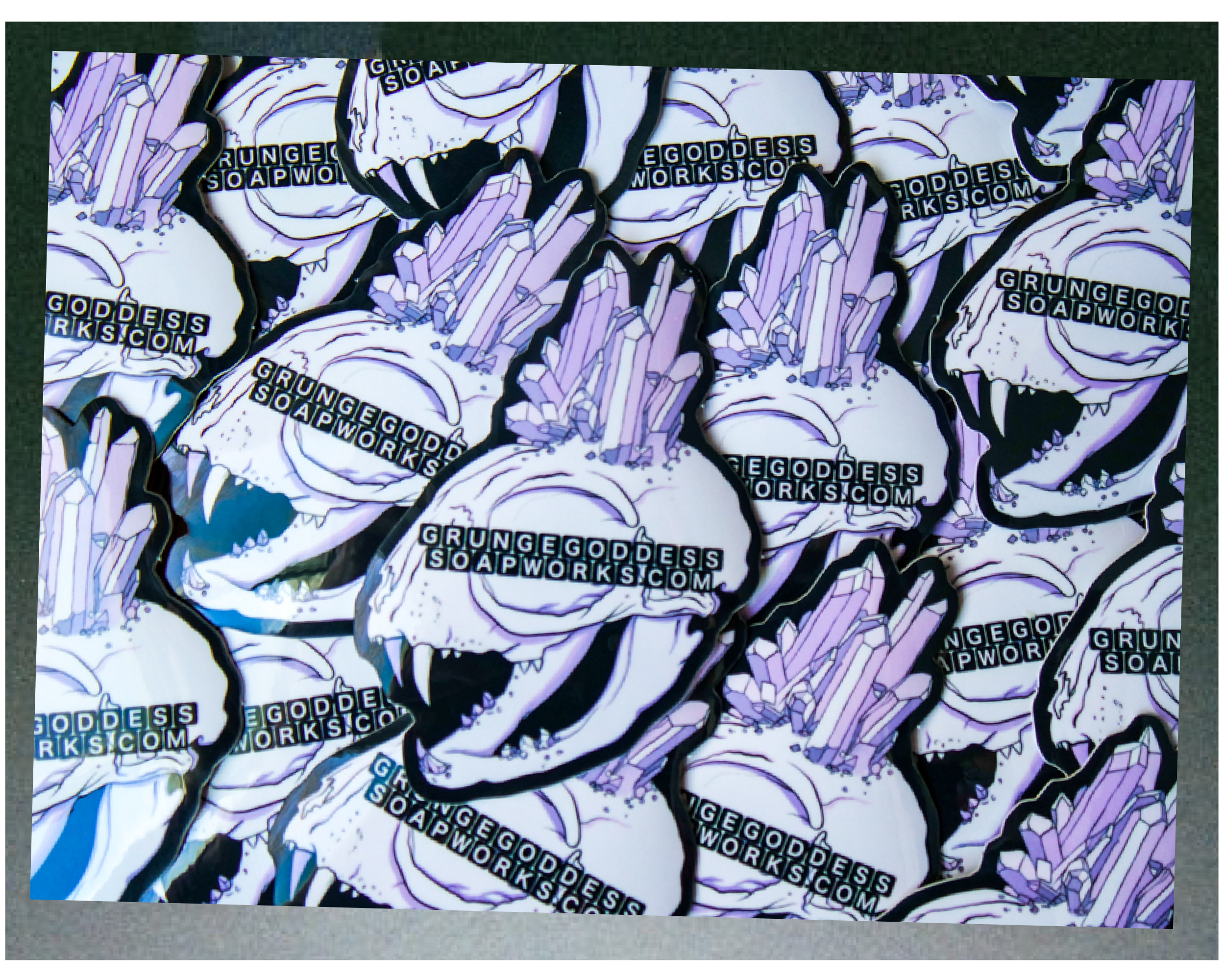 Grunge Goddess Cat Skull Sticker